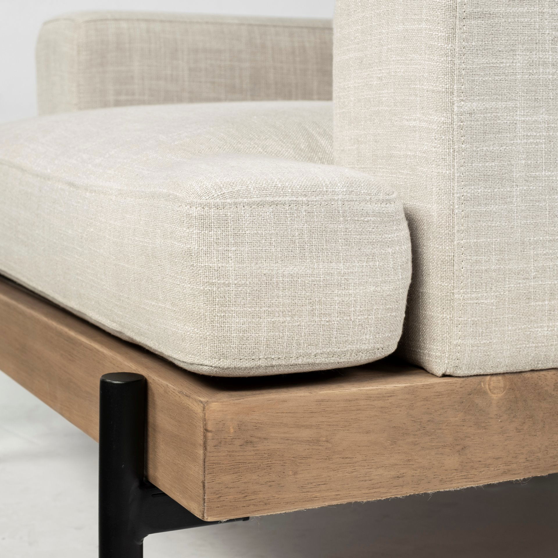 Colburne I Beige Fabric with Wood and Iron Frame Accent Chair, by Mercana, 40.55" length x 40.55" width x 32.28" height View 8