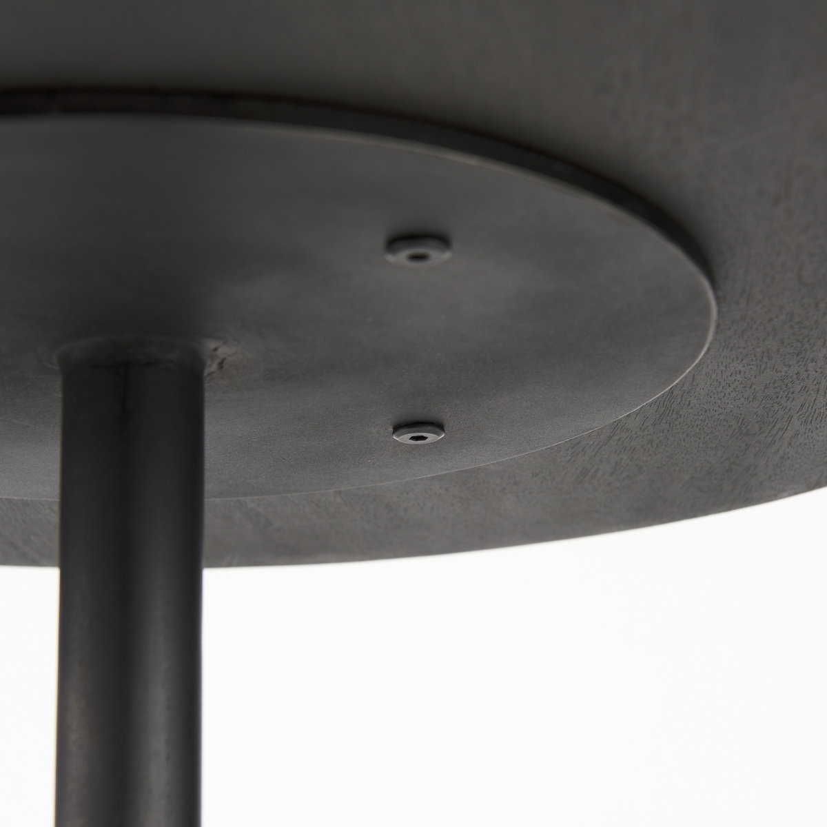 Maxwell 20' Round Dark Brown Wood with Black Metal Pedestal Side Table, Side & End Table by Mercana, 20" length x 20" width x 24" height View 11