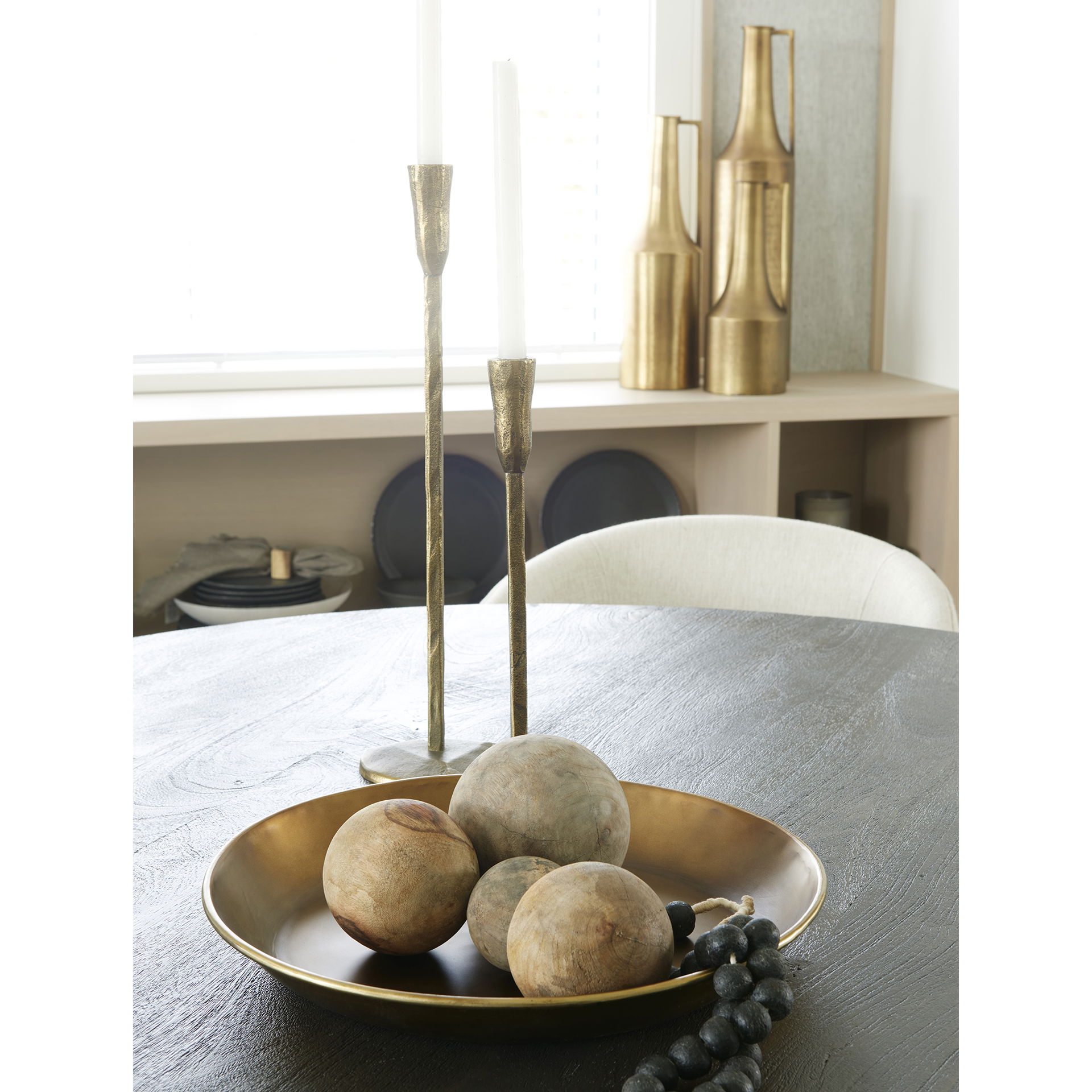 Eagan  Brass Aluminium Tray Small, Decorative Tray by Mercana, 16" length x 16" width x 1.5" height View 3