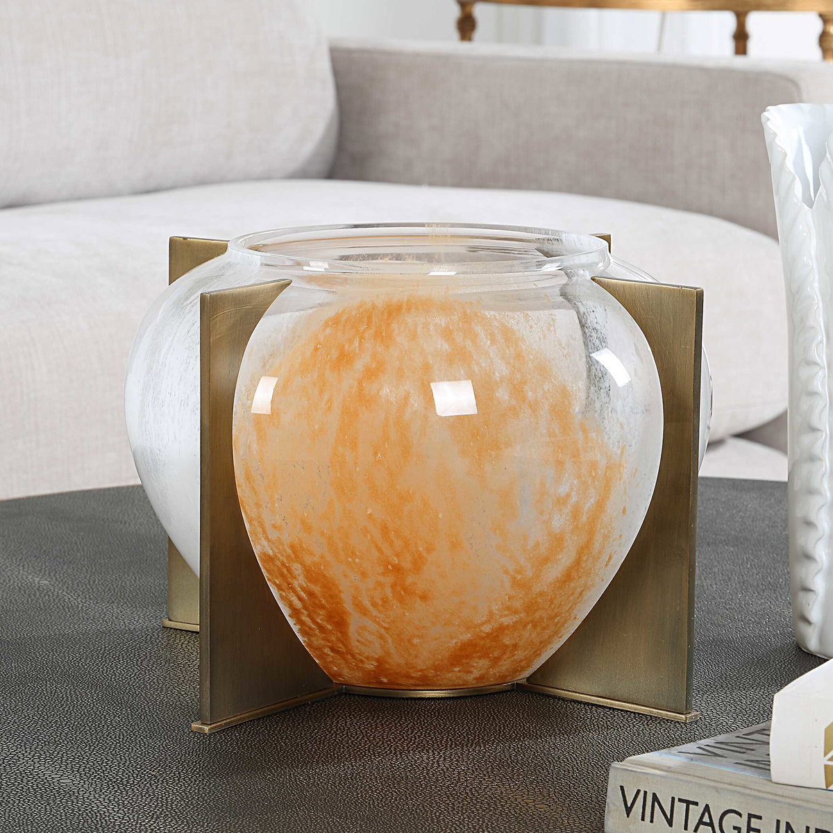Amber Swirl Vase, Decorative by Uttermost, 12.25" width x 7.75" height x 12" depth View 3