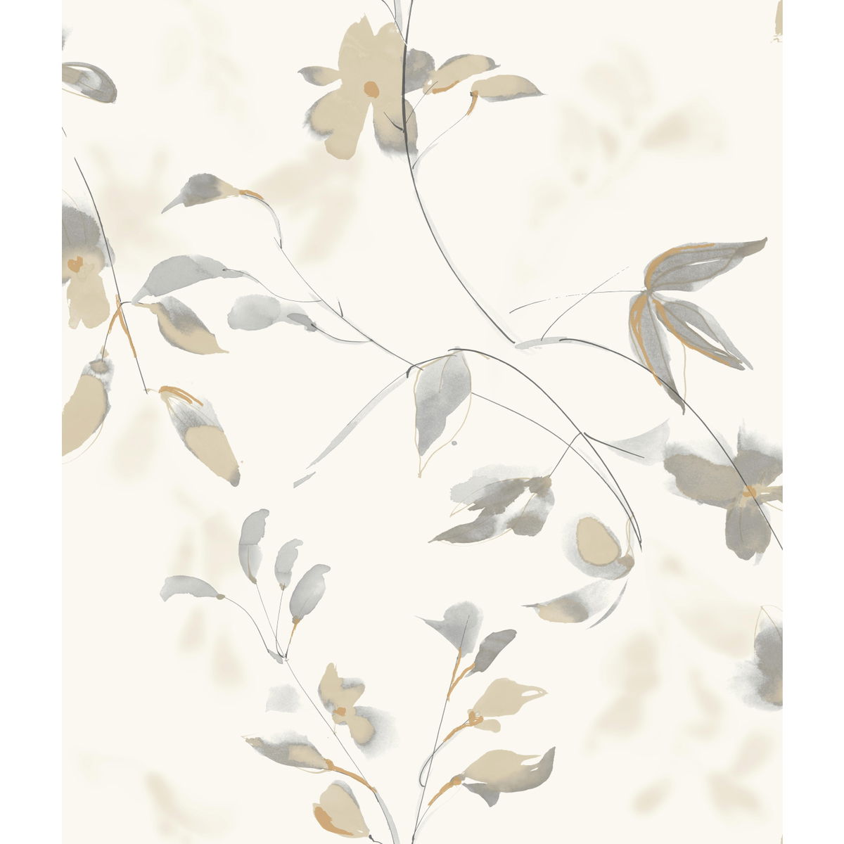 Linden Flower Tan Wallpaper, by York Wall, 33' length x 1'8.5" width x 0.02" depth