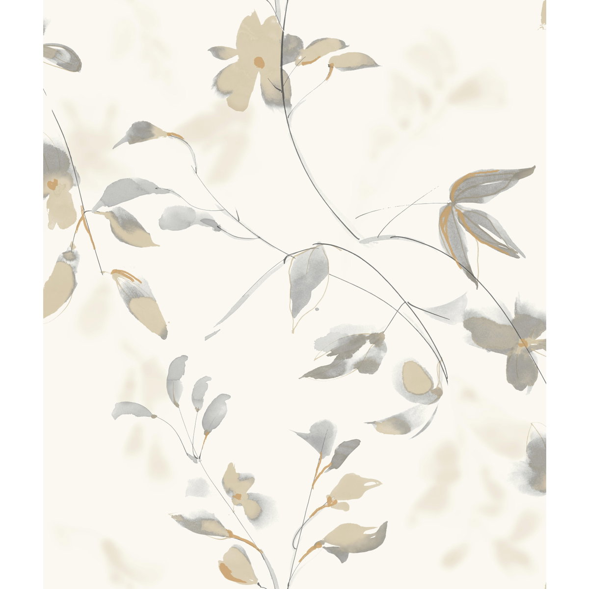 Linden Flower Tan Wallpaper, by York Wall, 33' length x 1'8.5" width x 0.02" depth