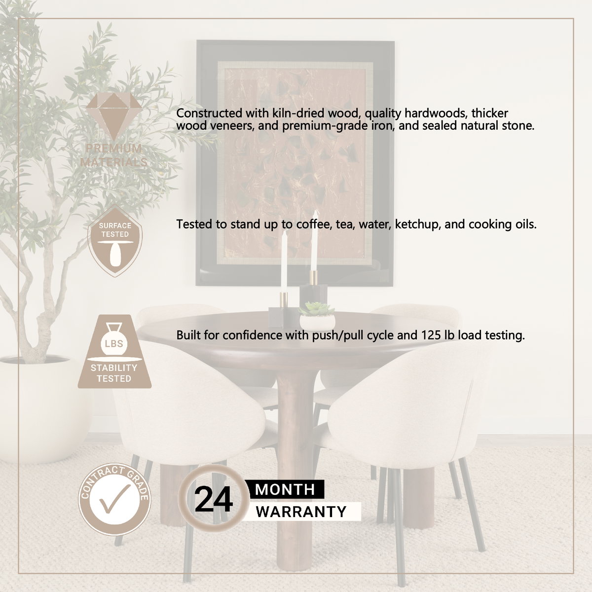 Soma 48' Round Dining Table | Modern | Light Brown Wood | Seats 4, by Mercana, 48" length x 48" width x 30" height View 4