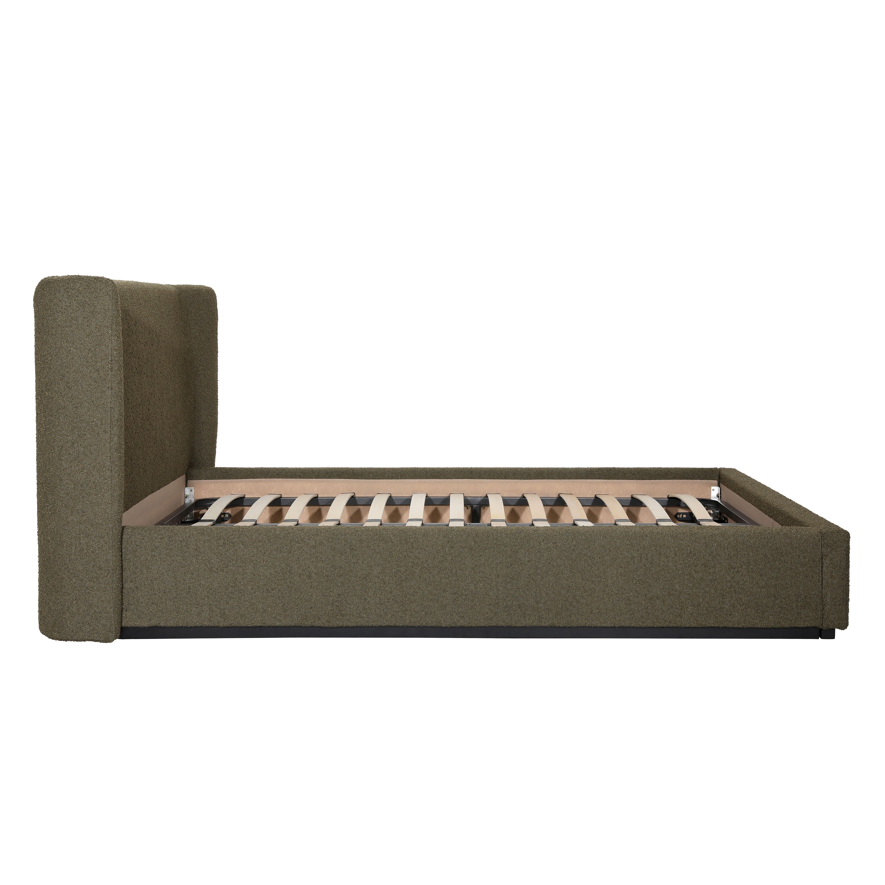 Tobias Bed Queen Olive, by Dovetail, 73" width x 39.75" height x 90.5" depth View 3