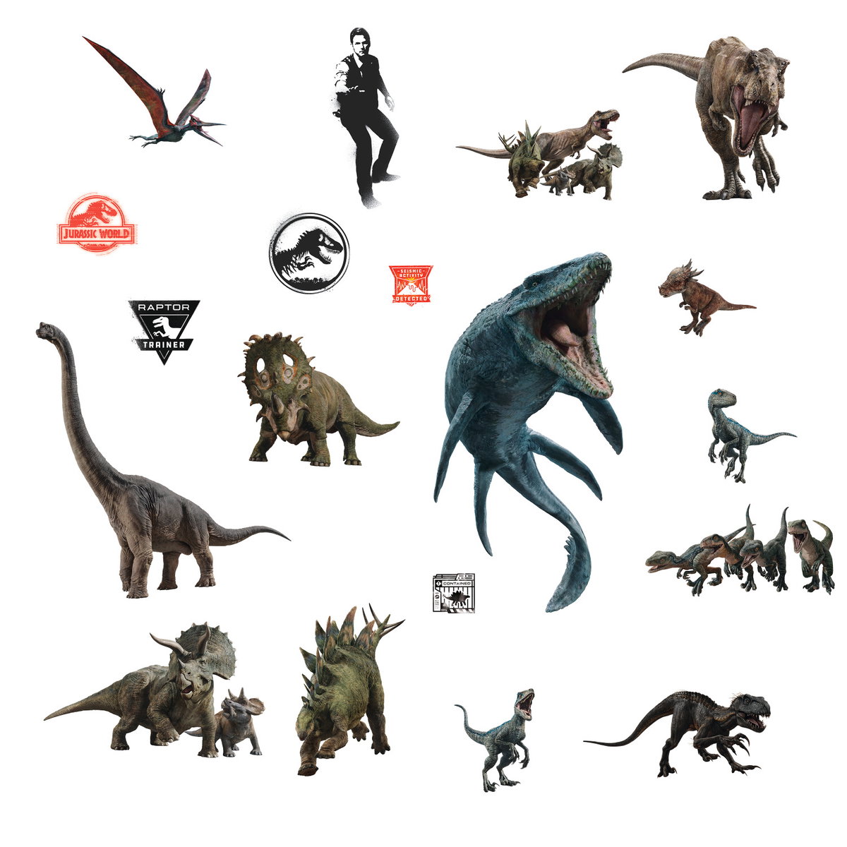 Jurassic World 2 Wall Decals, by York Wall, 1'4.8" length x 9" width x 0.02" depth