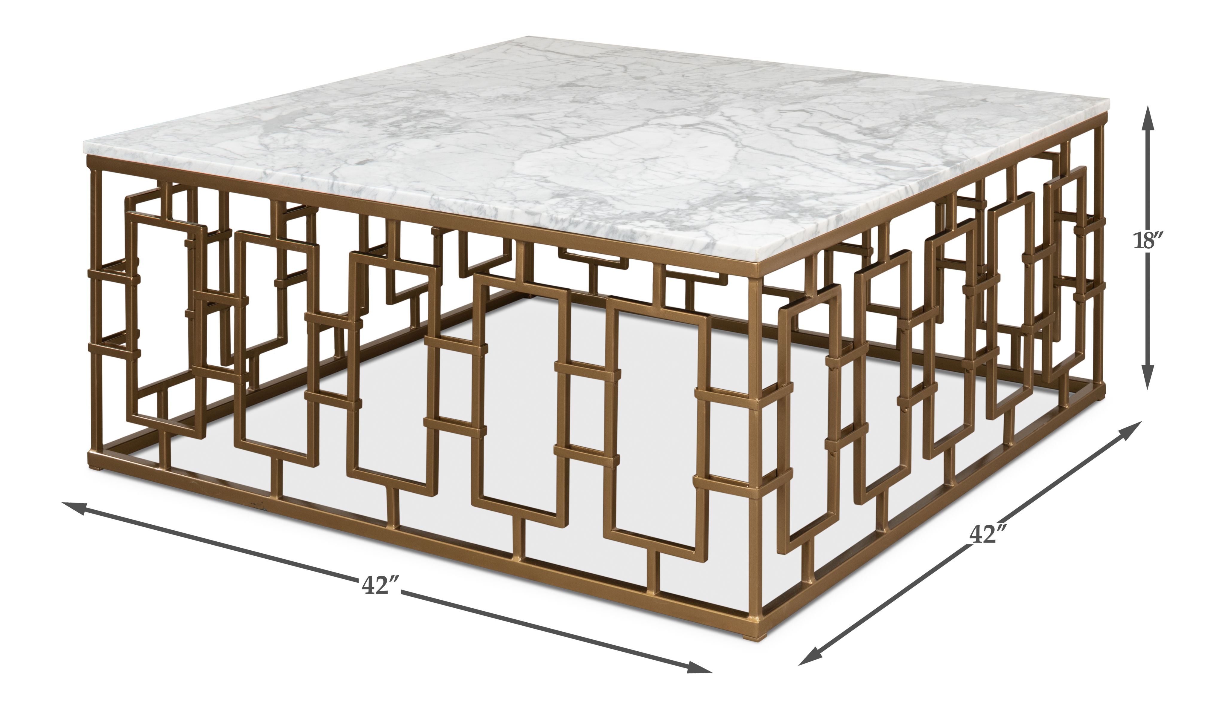 Brass Gate Cocktail Table W/ Wht Marble large image 