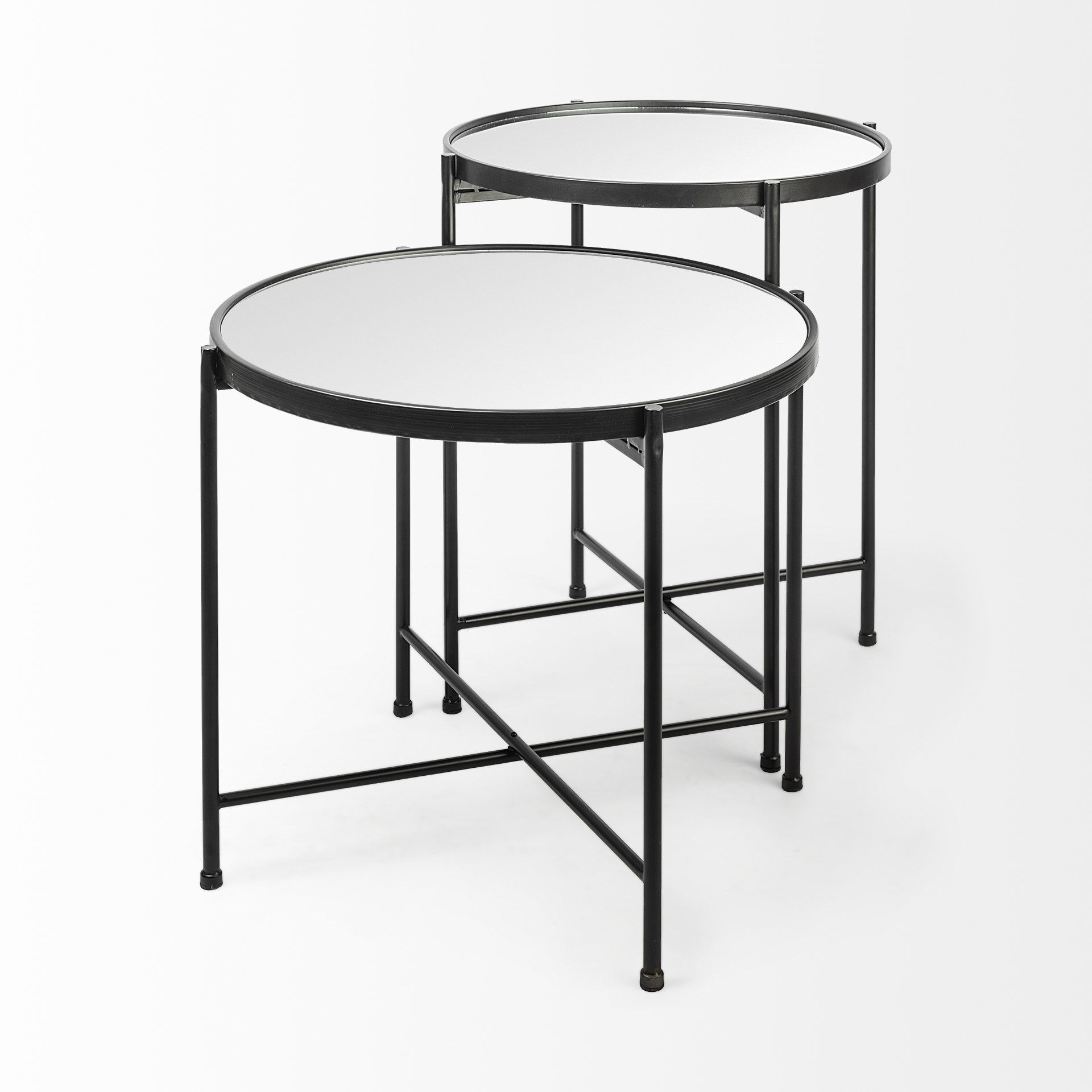 Samantha (Small) Black Mirror Top  Accent Table, Side & End Table by Mercana, 19.69" length x 19.69" width x 24.21" height View 5