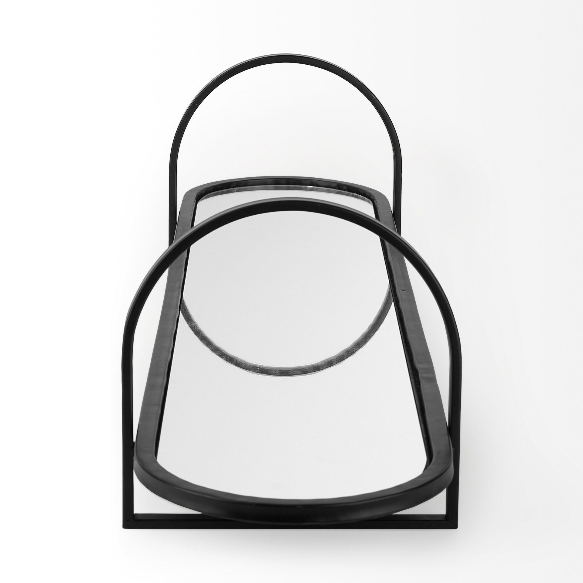 Evianna 30L x 7W x 7H Mirrored with Black Metal Frame Tray large image 