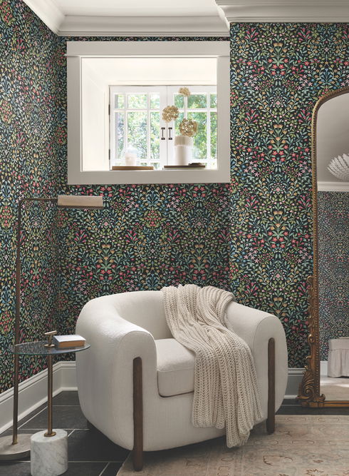 Garden Black & Multicolor Terrace Wallpaper