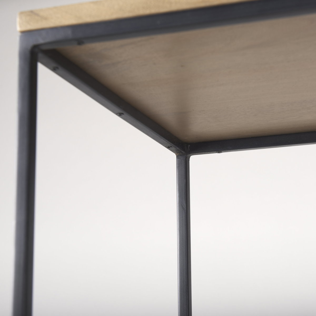 Morris 19.75 L x 15.0W x 72.5H Beige Wood with Black Metal Frame 4-Tier Shelving Unit, Shelving & Bookcase by Mercana, 19.75" length x 15" width x 72.5" height View 8