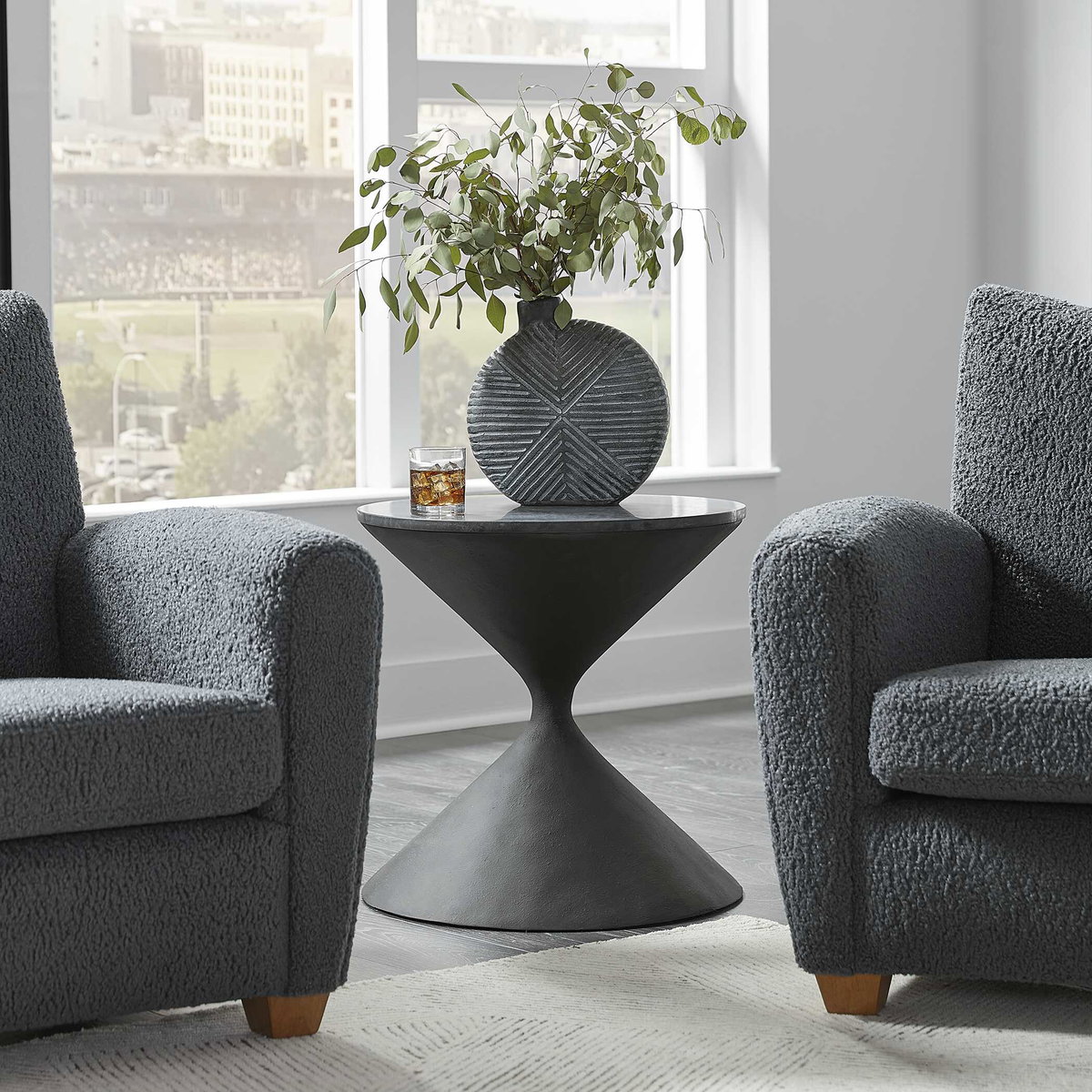 Time's Up Hourglass Shaped Side Table, Side & End Table by Uttermost, 22.5" width x 22.25" height x 22.5" depth View 2