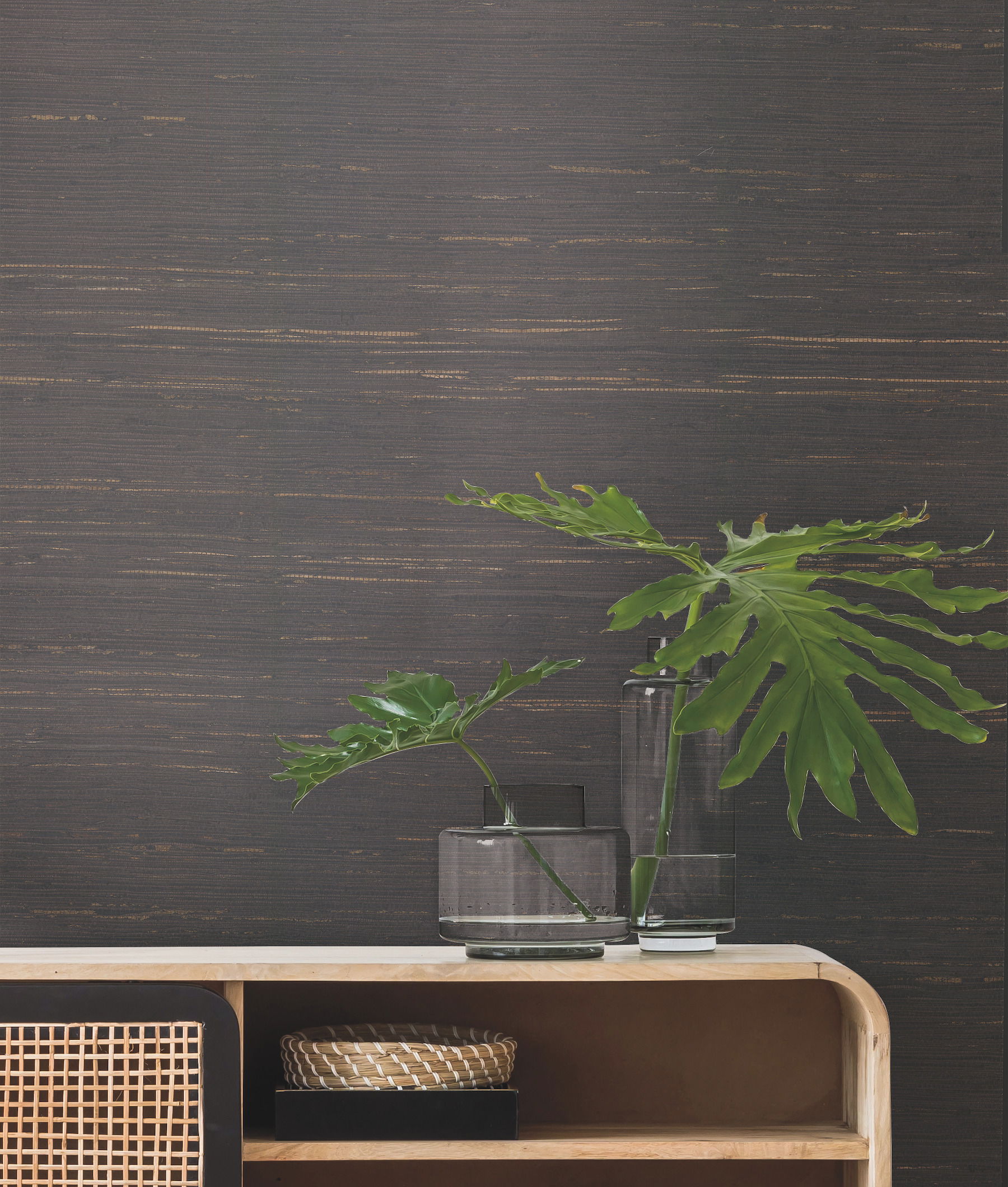 Inked Grass Charcoal Wallpaper, by York Wall, 24' length x 3' width x 0.02" depth View 5