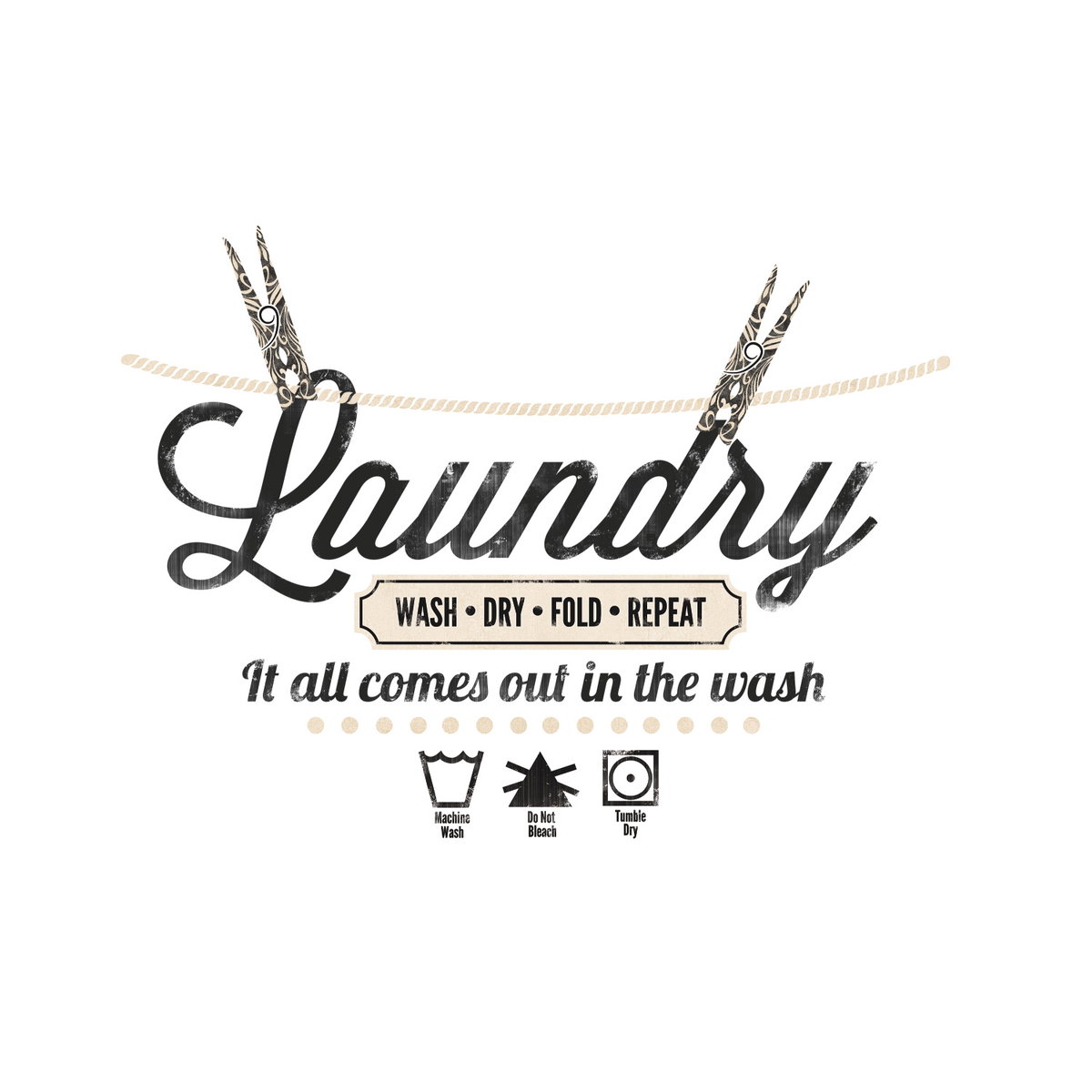 Laundry Quote Wall Decals, by York Wall, 1'6" length x 10" width x 2" depth