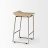 Givens Low Back 26in Seat Counter Stool | Brown Wood with Silver Metal, Counter & Bar Stool by Mercana, 14.1" length x 15.8" width x 26" height thumbnail 7