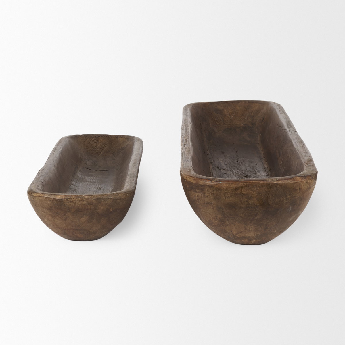 Athena Set of 2 Extra Large Medium Brown Reclaimed Wood Trays, Decorative Tray by Mercana, 34" length x 8" width x 5" height View 5