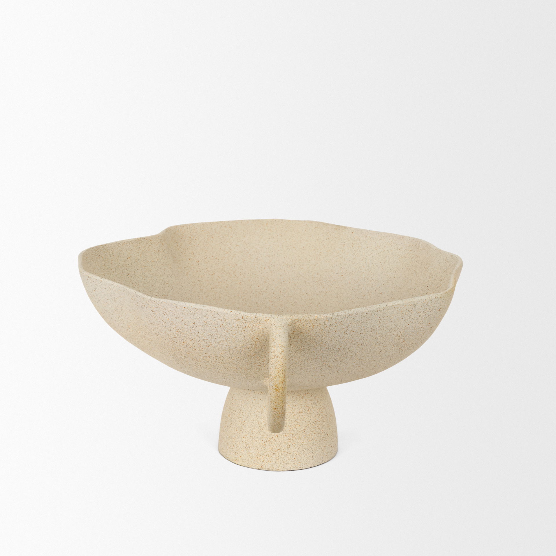 Radka Beige Textured Large Metal Decorative Bowl, by Mercana, 19.69" length x 15.75" width x 8.25" height View 5