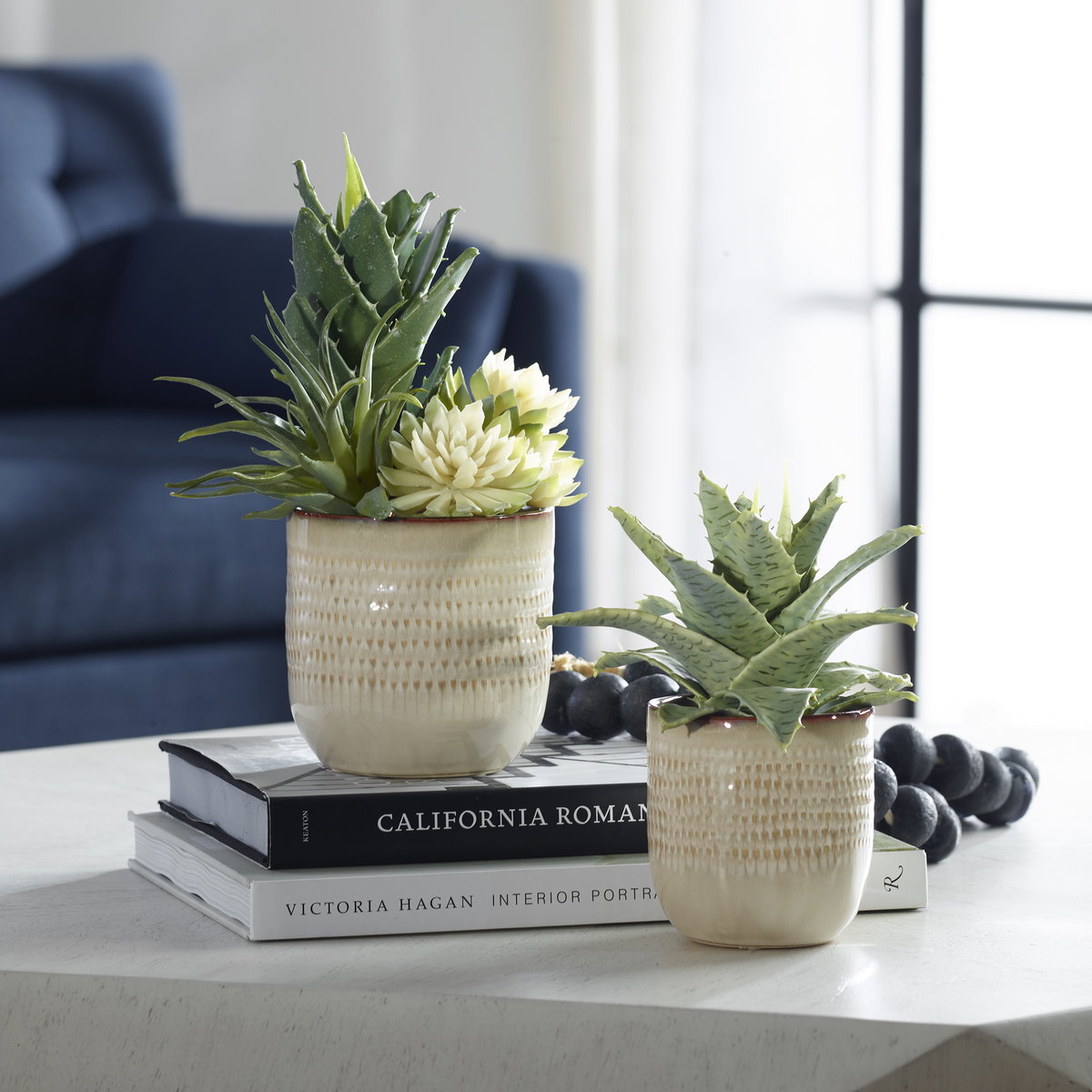 Seaside Succulents Set/2, by Uttermost, 9" width x 1' height x 7" depth View 2