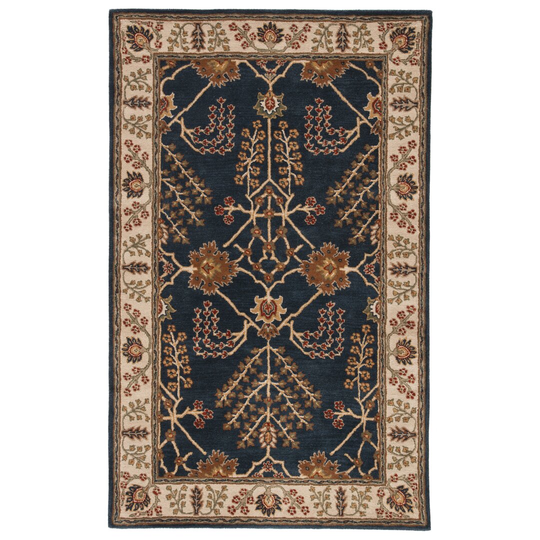Poeme Hand-Woven Tufted Wool Dark Blue Area Rug large image 