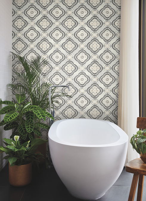 Garden Trellis Onyx Wallpaper