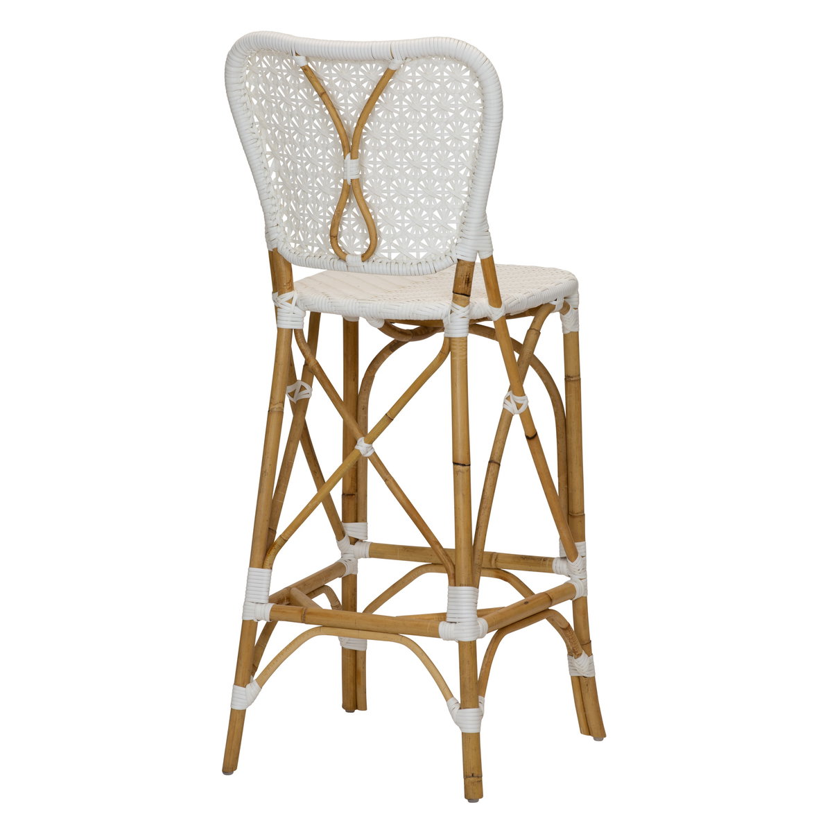 Clemente Bar Stool in Natural/White, Counter & Bar Stool by Woven, 18.5" width x 45.5" height x 19.5" depth View 3