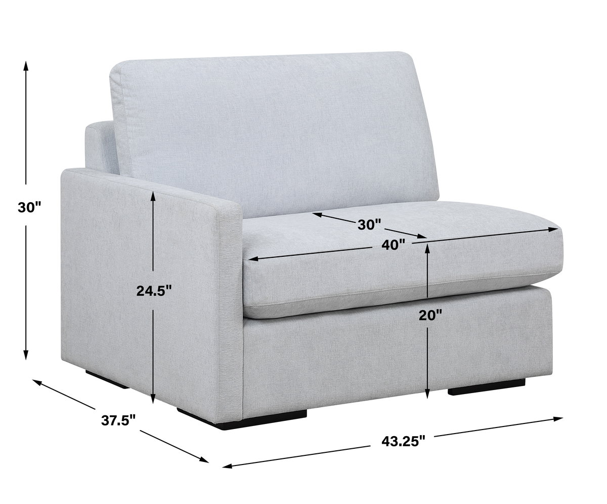 Refuge Cloud Blue Left Arm Facing Sofa, Furniture by Uttermost, 43.25" width x 30" height x 37.5" depth View 3