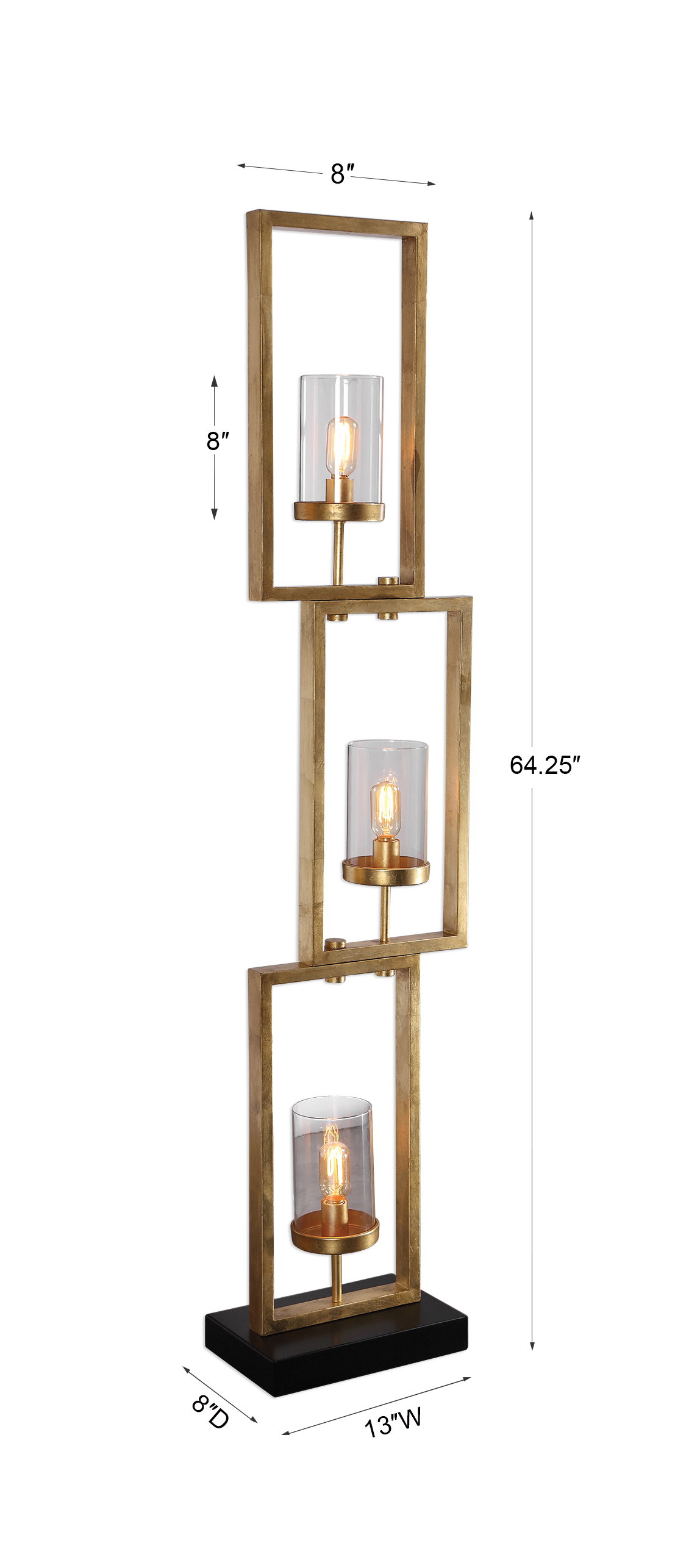 Cielo Staggered Rectangles Floor Lamp, by Uttermost, 1'2" width x 5'4.25" height x 8" depth View 3