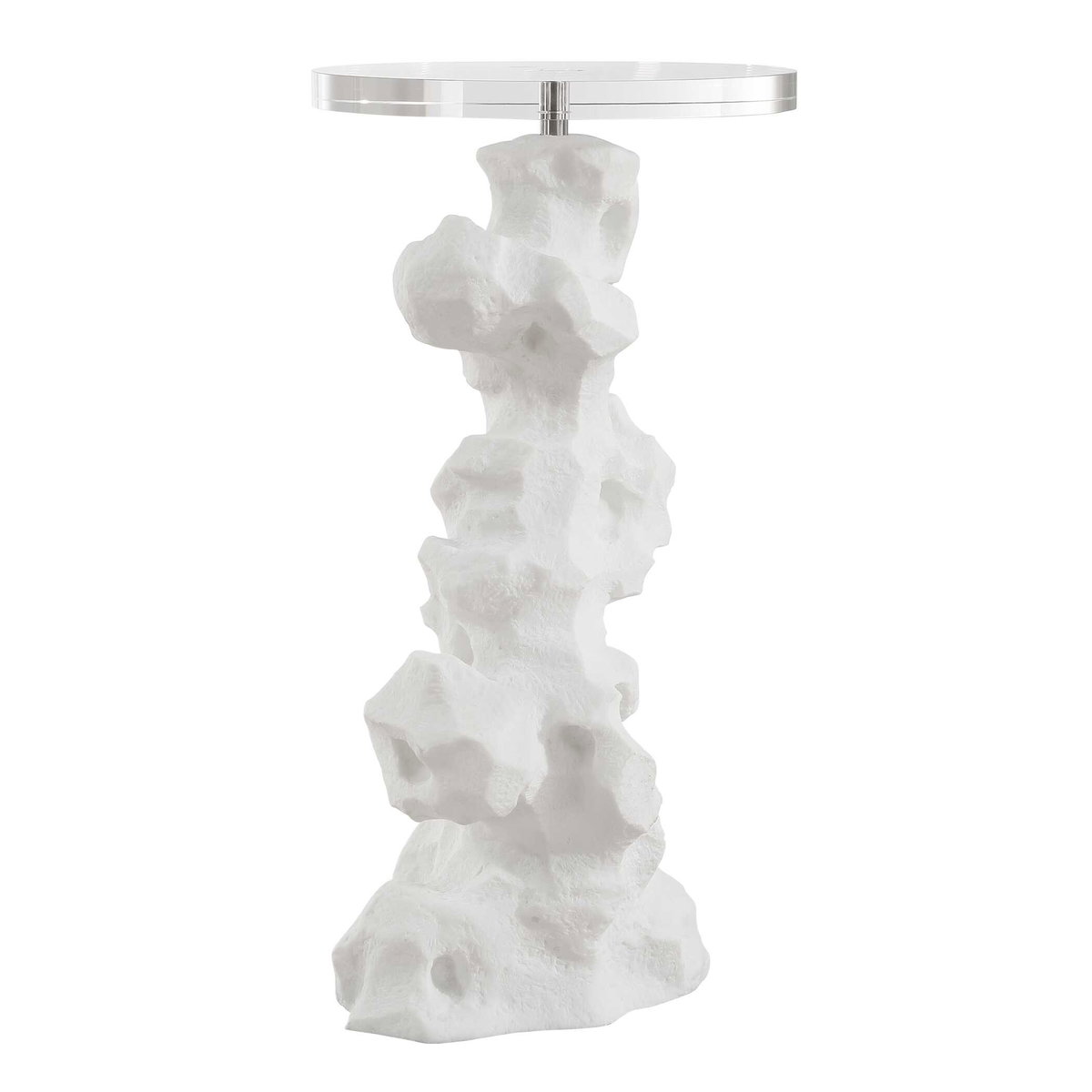 Remnant White Stone Drink Table, Side & End Table by Uttermost, 12.5" width x 24.5" height x 12.5" depth View 4