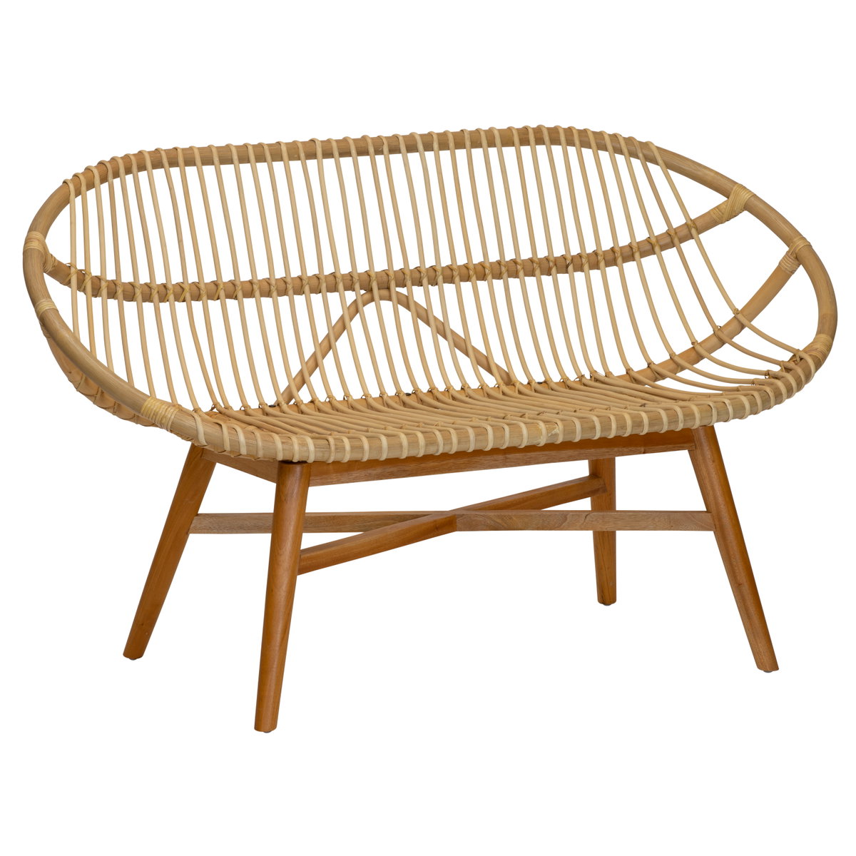 Emile Rattan Bench, Benche by Woven, 53" width x 32.75" height x 26.25" depth View 1
