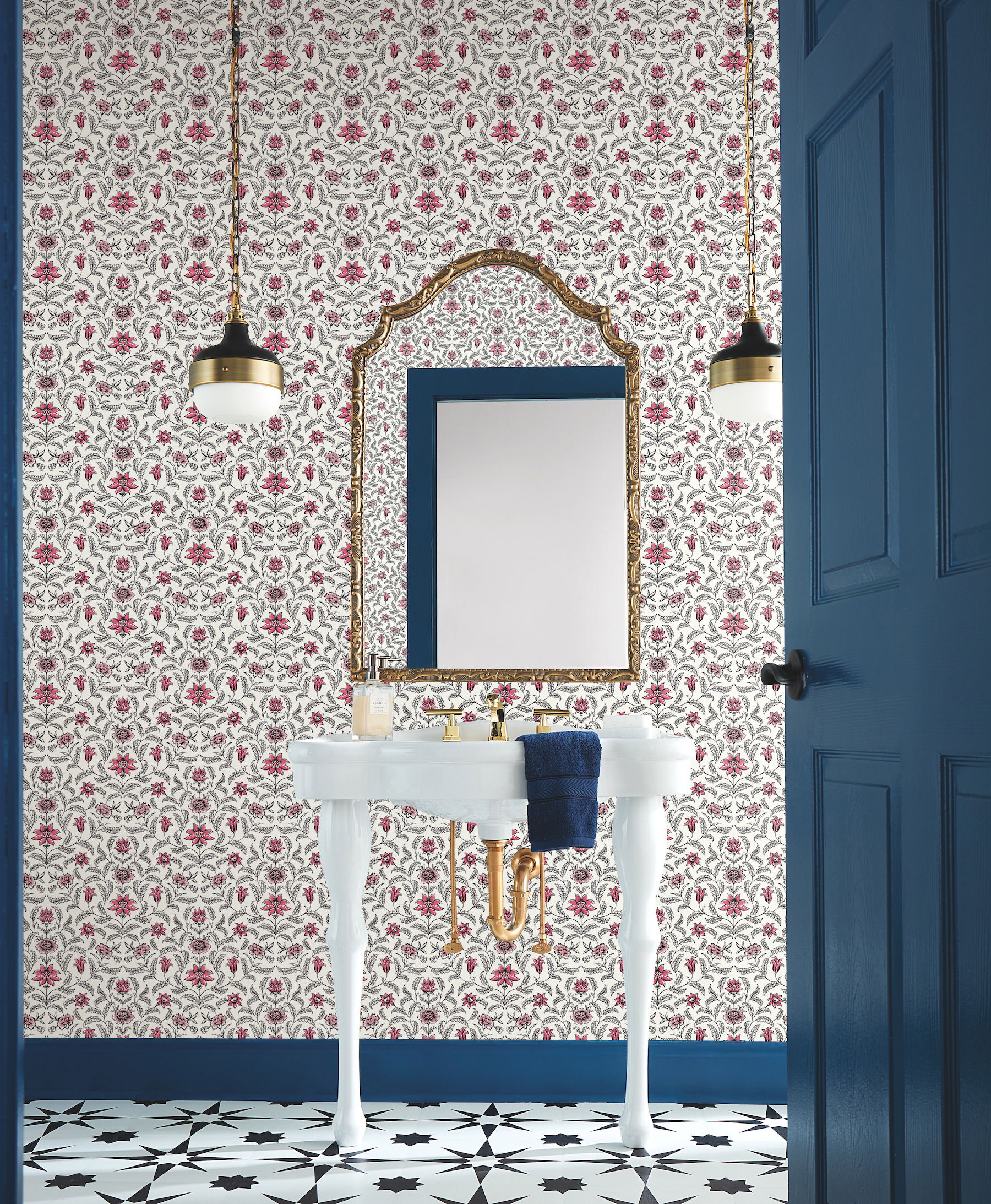 Vintage Blooms Red Wallpaper, by York Wall, 27' length x 2'3" width x 0.02" depth View 2