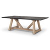 Rialto 96'L x 42'W Trestle Dining Table | Modern | Black-Brown Wood & Light Brown Wood | Seats 8, by Mercana, 96" length x 42" width x 30" height thumbnail 1