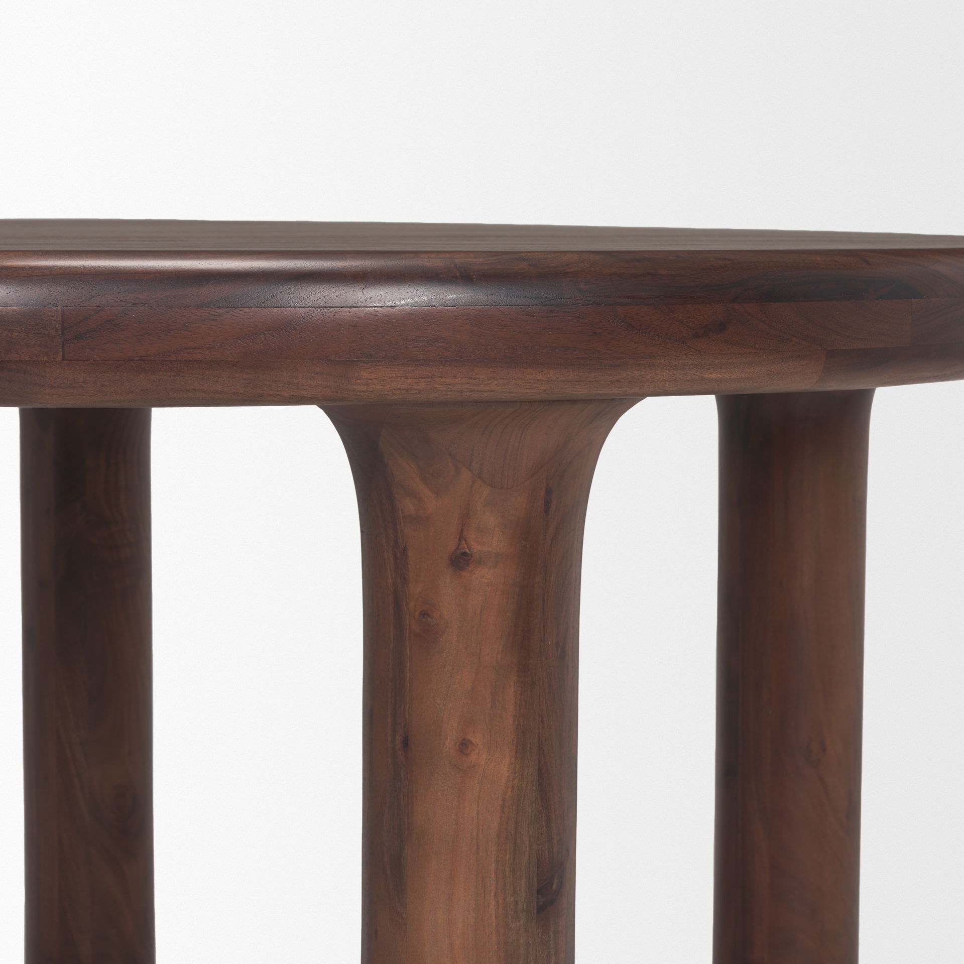 Soma 48' Red Brown Acacia Wood Round Dining Table, by Mercana, 48" length x 48" width x 30" height View 9