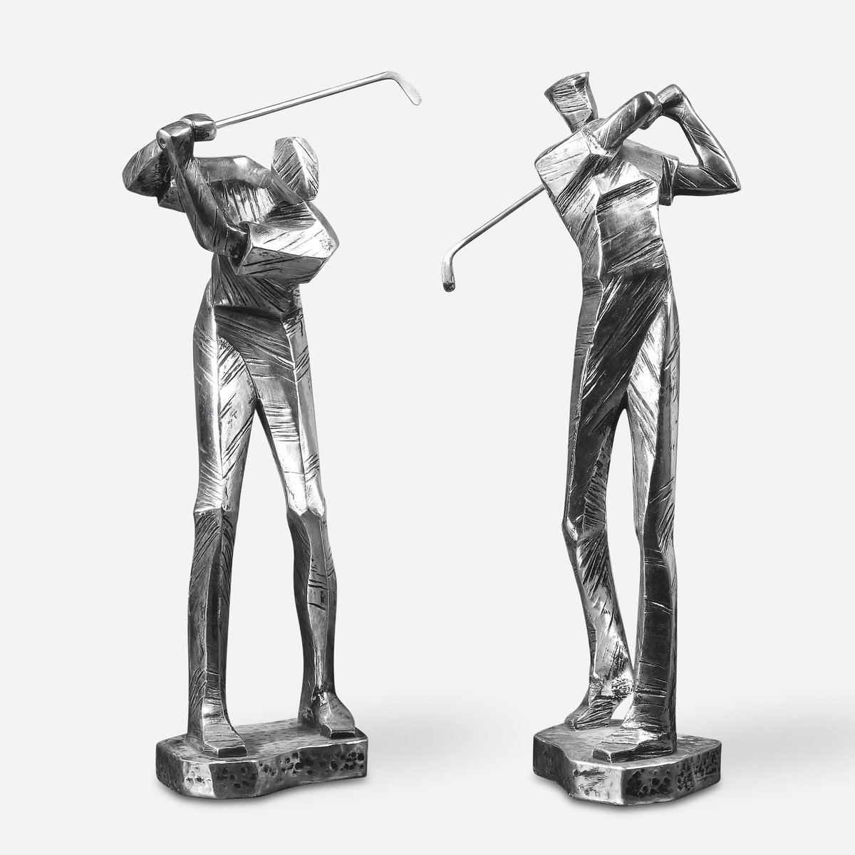 Practice Shot Metallic Statues Set/2, Figurines & Statue by Uttermost, 6.75" width x 16" height x 3.37" depth View 1