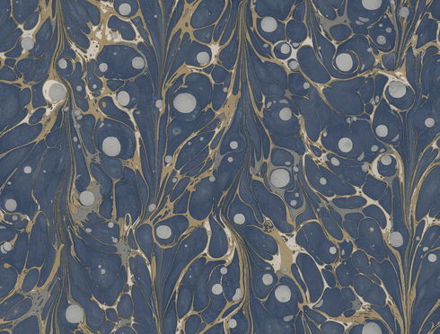 Marbled Endpaper Navy Peel & Stick Wallpaper
