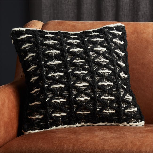 Online Designer Living Room 18" Loup Black and White Pillow with Down-Alternative Insert
