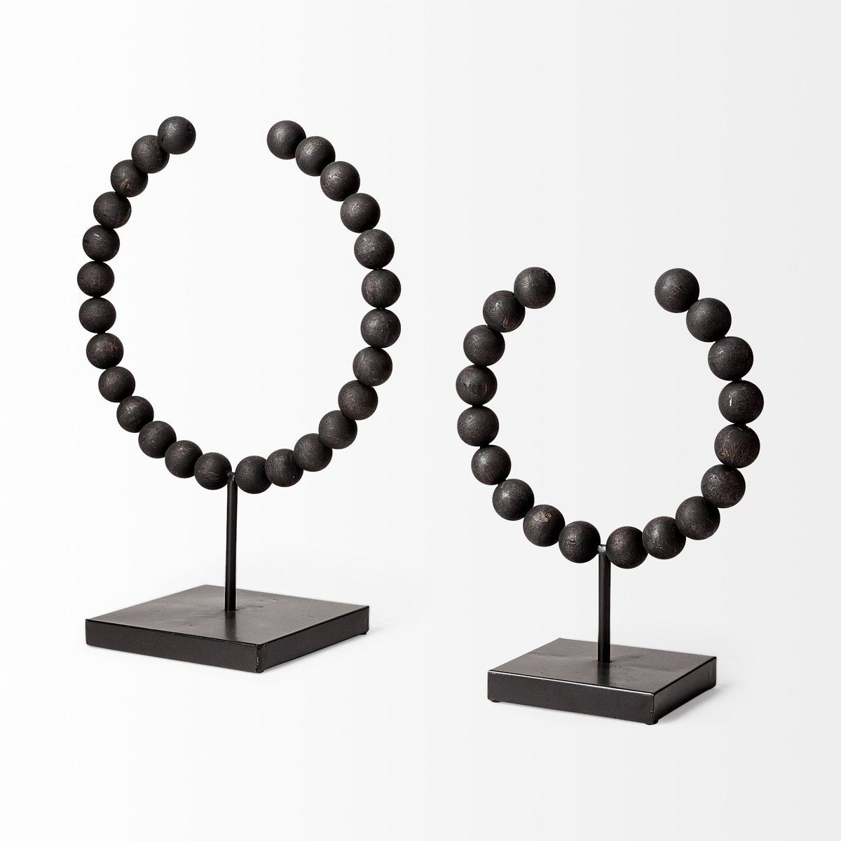 Tulane I (Small) 9L x 5W Black Beaded Broken Sphere Decorative Object, by Mercana, 9.45" length x 4.53" width x 11.61" height View 6