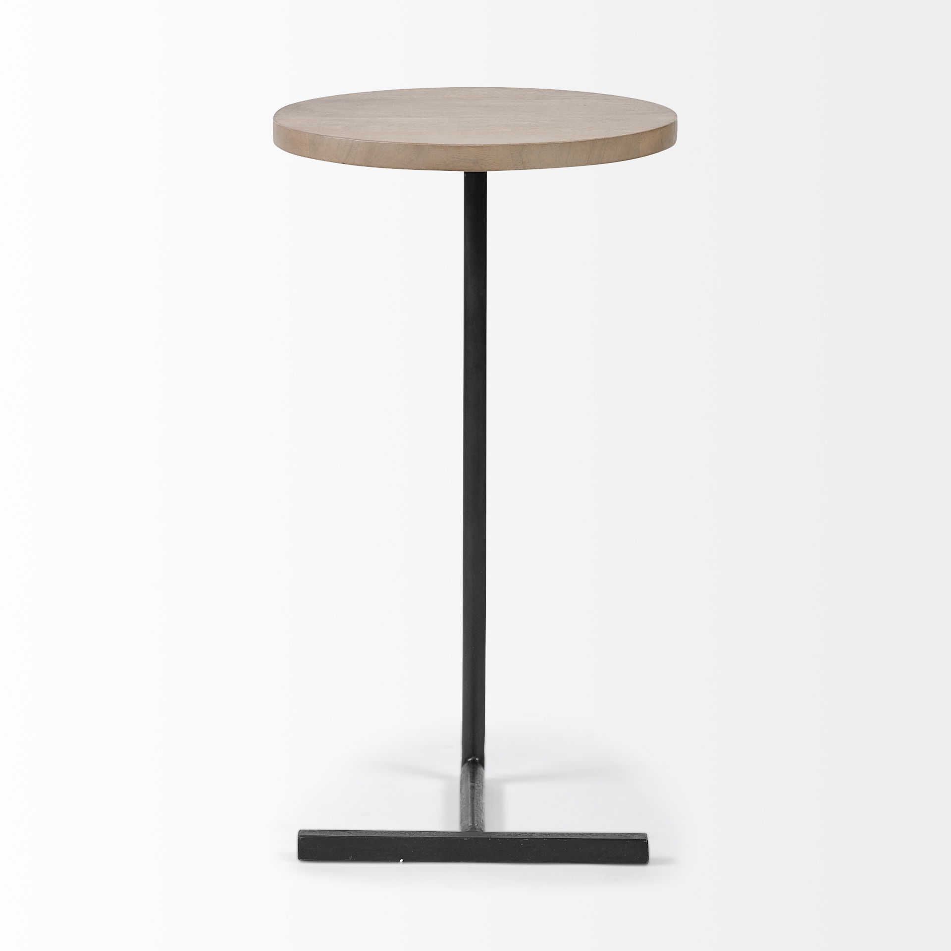 Ballatine 15L x 15W x 27H Brown Wood Round Top with Black Metal Base Accent Table, Side & End Table by Mercana, 15" length x 15" width x 27" height View 3