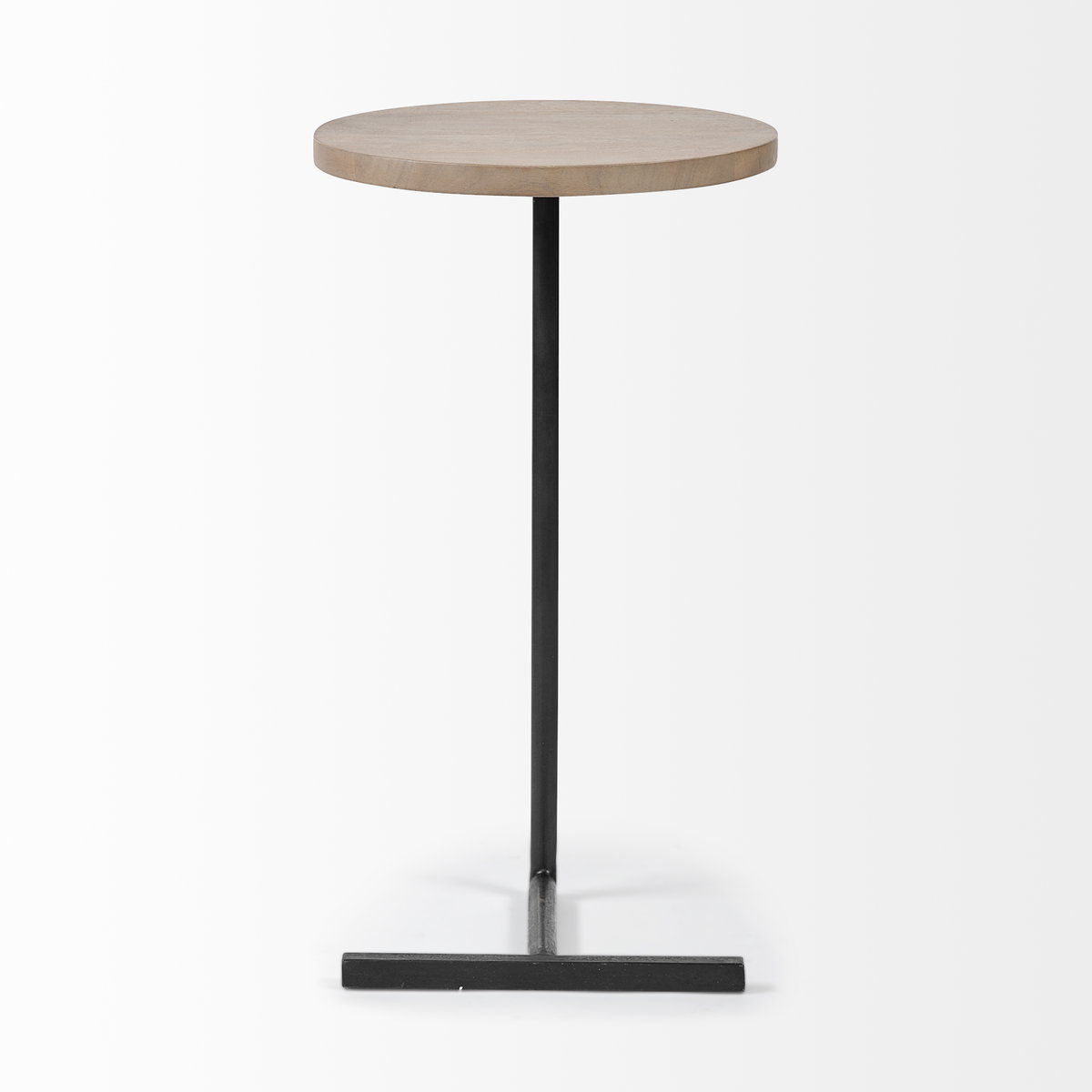 Ballatine 15L x 15W x 27H Brown Wood Round Top with Black Metal Base Accent Table, Side & End Table by Mercana, 15" length x 15" width x 27" height View 3