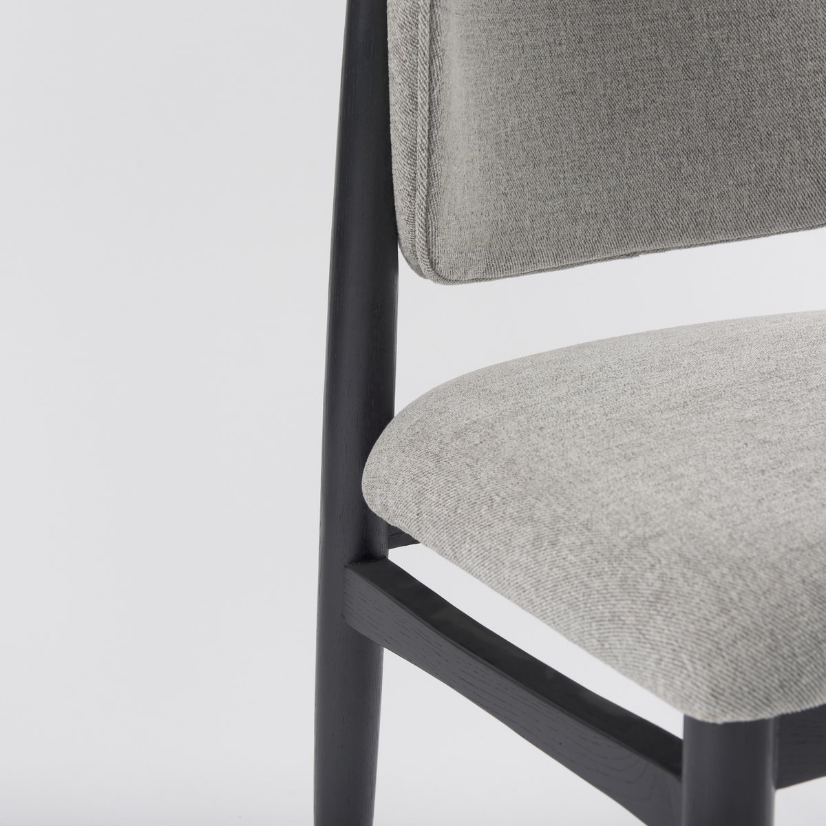 Cline Curved Back Dining Side Chair | Gray Fabric with Black Wood, Dining Chair by Mercana, 20.87" length x 23.03" width x 31.89" height View 14