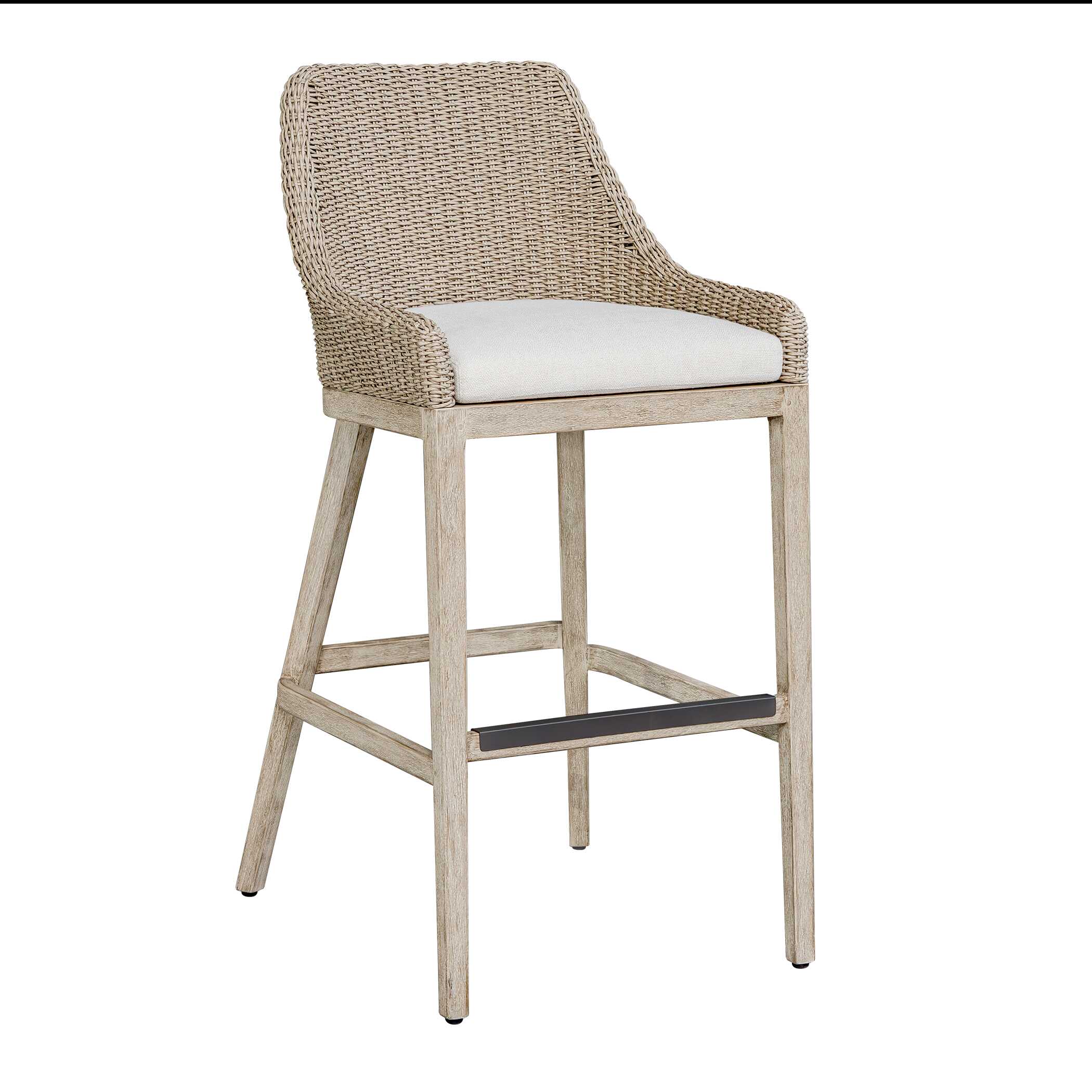 Paloma Outdoor Wicker Bar Stool, Furniture by Uttermost, 21.2" width x 44.7" height x 24.4" depth View 7