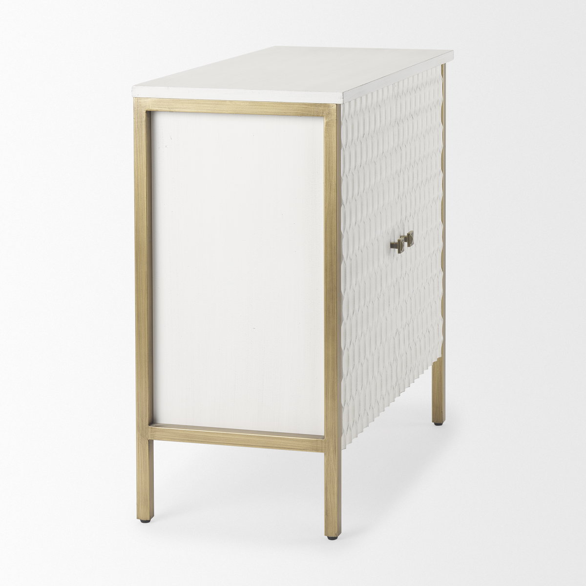Savannah White Fir Veneer with Gold Metal Accent 2-Door Accent Cabinet, Cabinets & Chest by Mercana, 31.5" length x 15.75" width x 31.5" height View 7