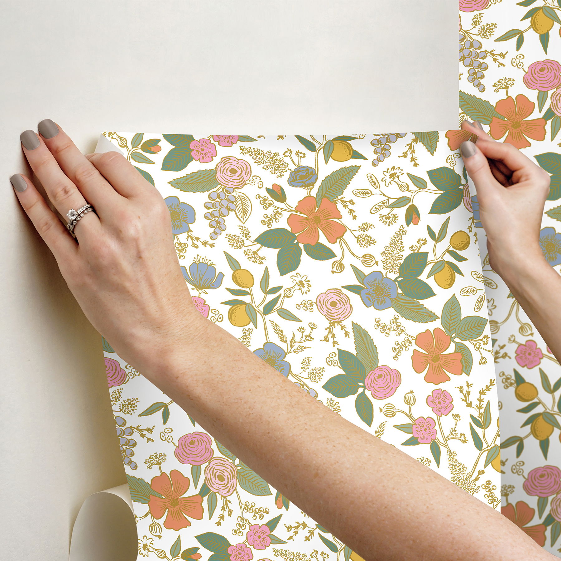 Colette Rose Multicolor Peel & Stick Wallpaper large image 