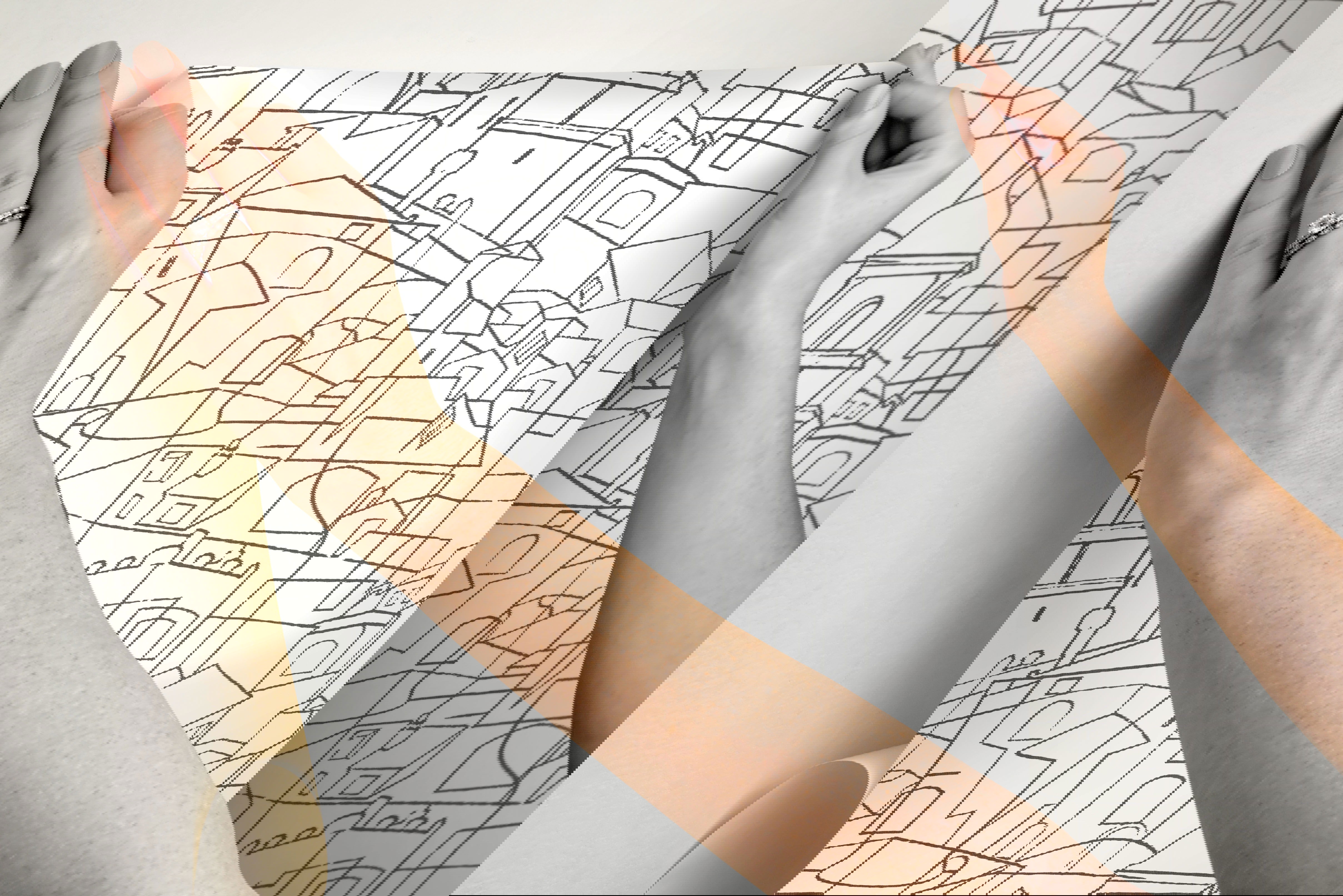 Cubist Cityscape Black Peel & Stick Wallpaper large image 