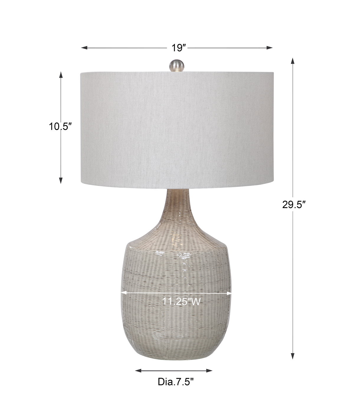 Felipe Gray Table Lamp, by Uttermost, 19" width x 29" height x 19" depth View 3