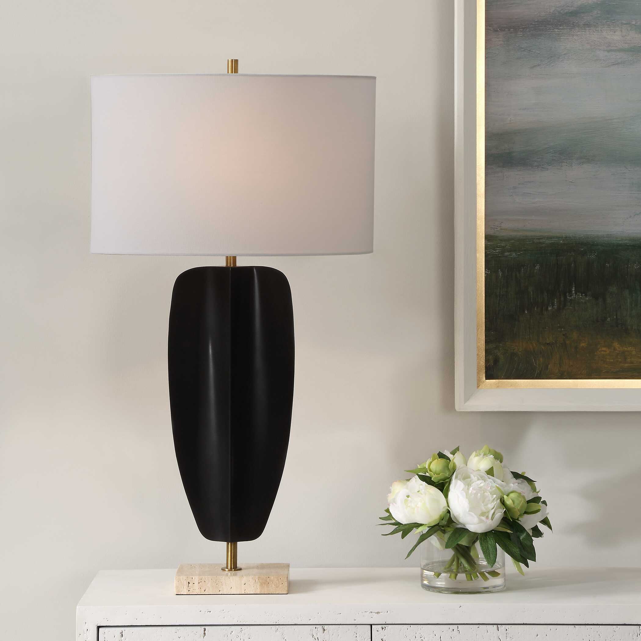 Kure Black Table Lamp, by Uttermost, 16" width x 30.25" height x 10" depth View 2
