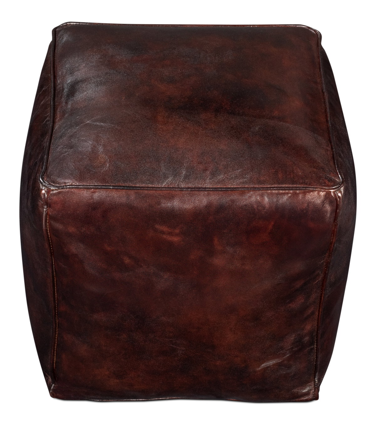 Sunday Afternoon Leather Cube Dark Brn, by Sarreid, 1'3" length x 1'3" width x 1'4" height View 6