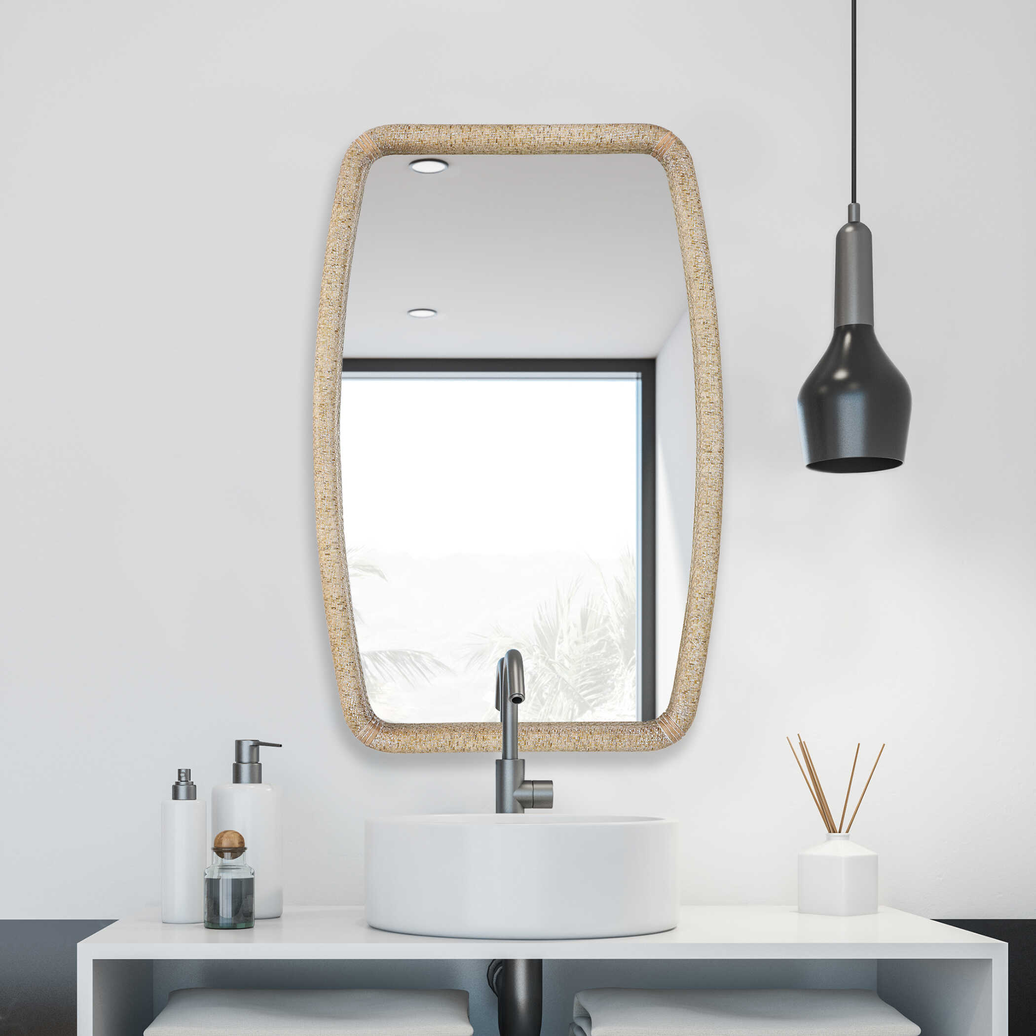 Tiki Rattan Mirror Tiki Rattan Mirror large image
