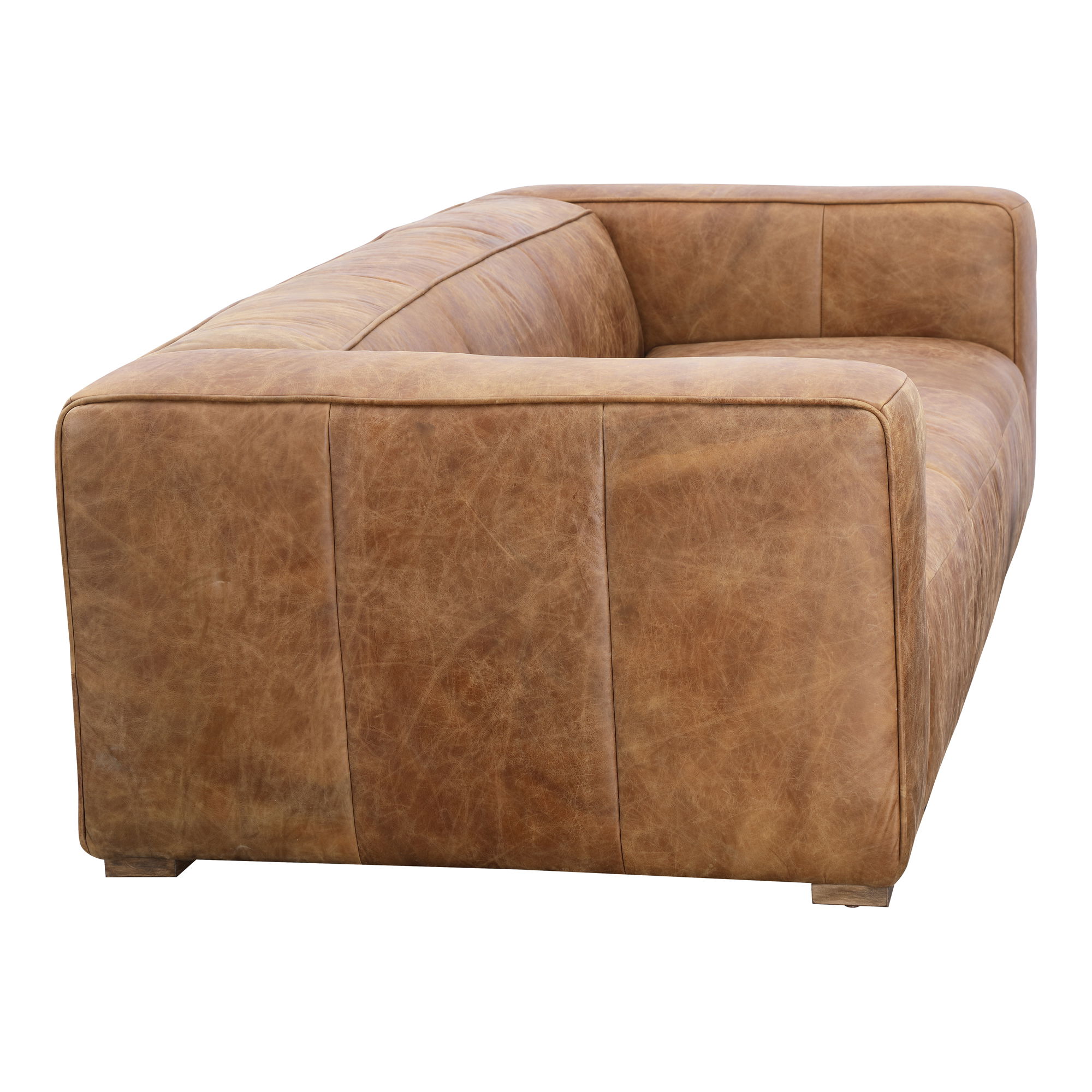 Bolton Sofa Open Road Brown Leather, Sofas & Sectional by Moe's Home, 101" width x 27.5" height x 44.5" depth View 3
