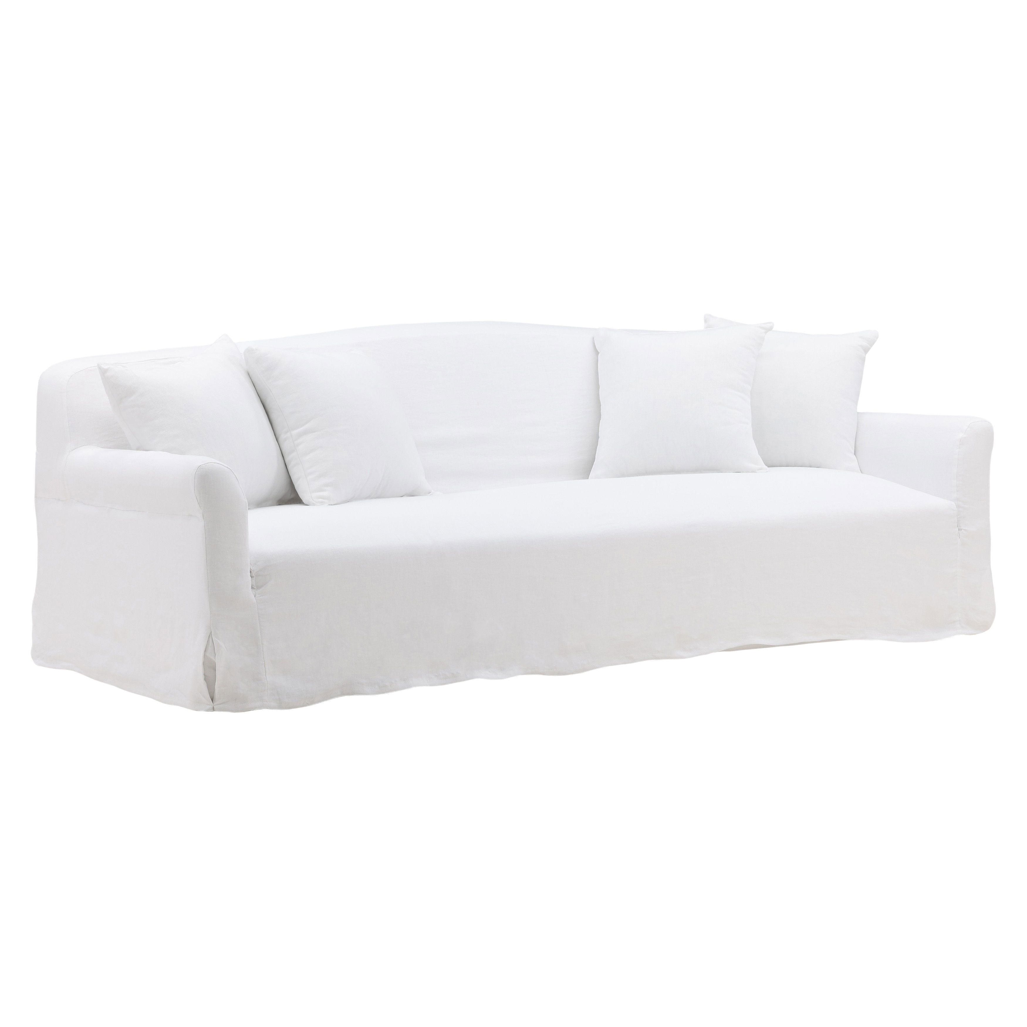 Astrud Sofa Slipcover White, Sofas & Sectional by Dovetail, 96" width x 28.35" height x 41.33" depth