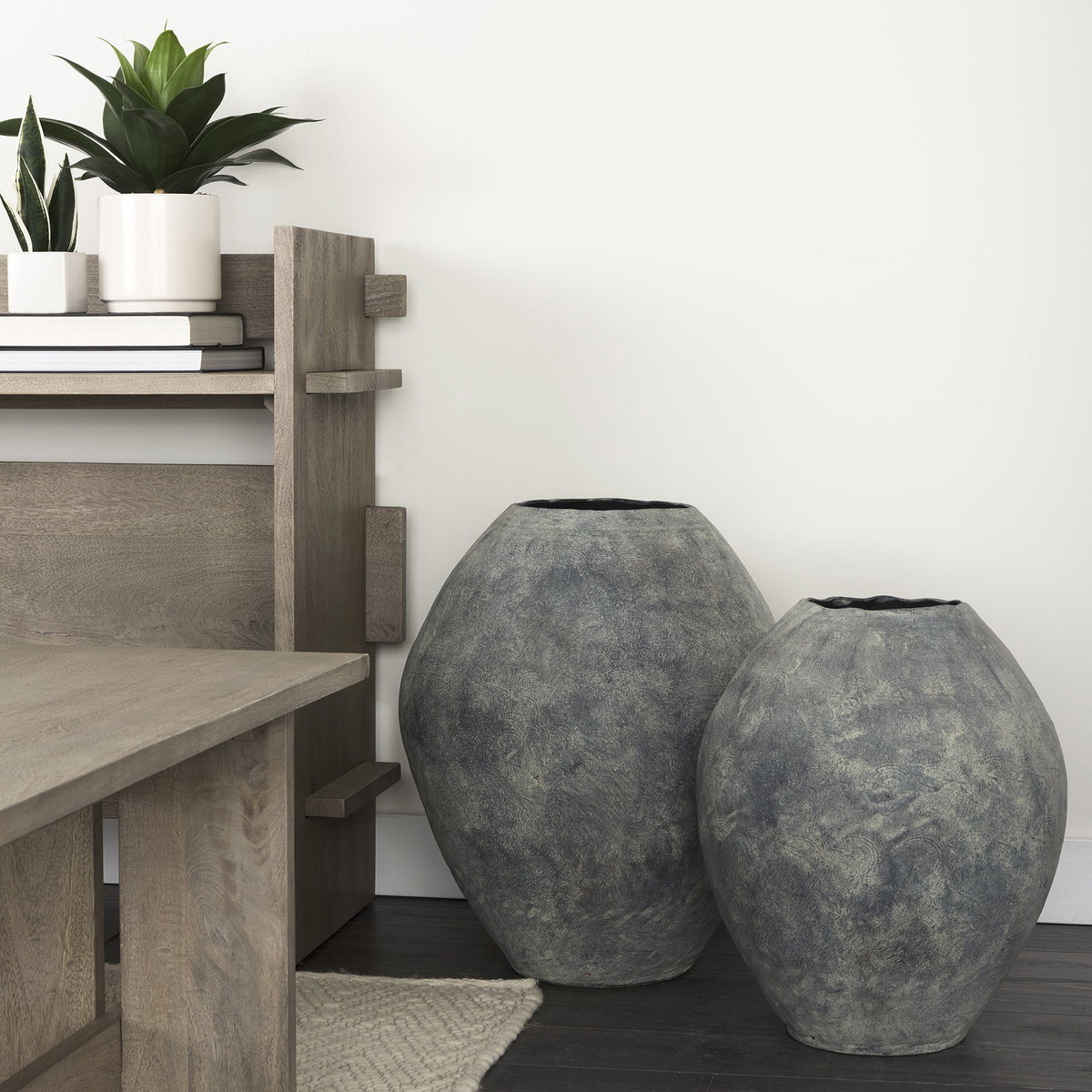 Gobi 19.75L x 24H Large Gray Ceramic Oval Vase, by Mercana, 19.88" length x 19.88" width x 23.62" height View 3