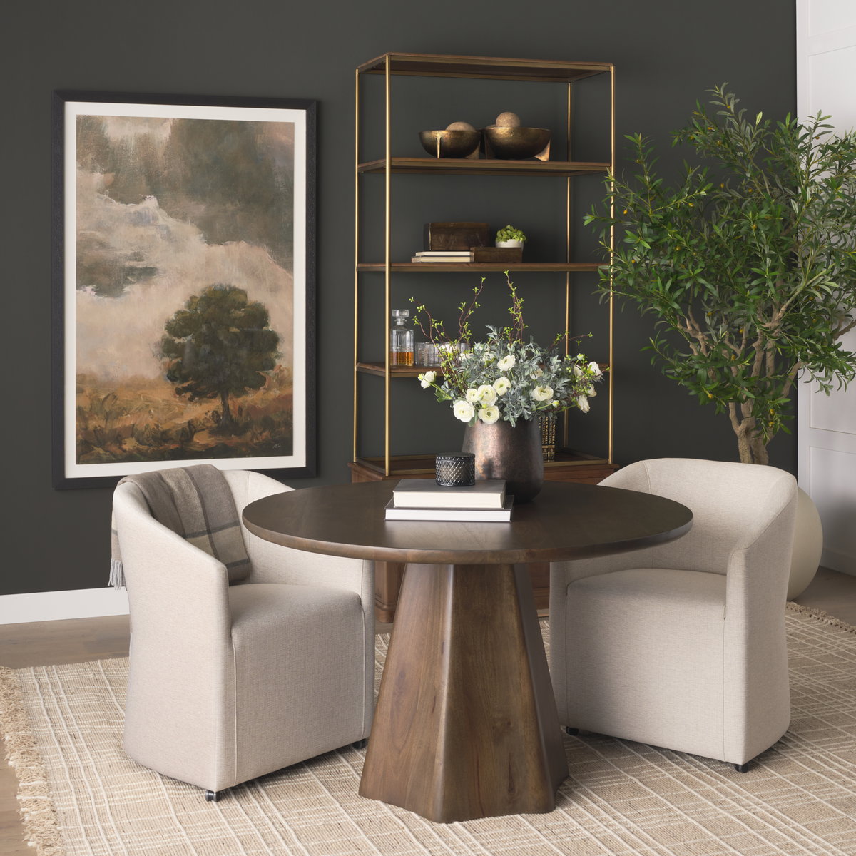 Jovani 48' Round Pedestal Dining Table | Modern | Dark Brown Wood | Seats 4, by Mercana, 48" length x 48" width x 30" height View 3